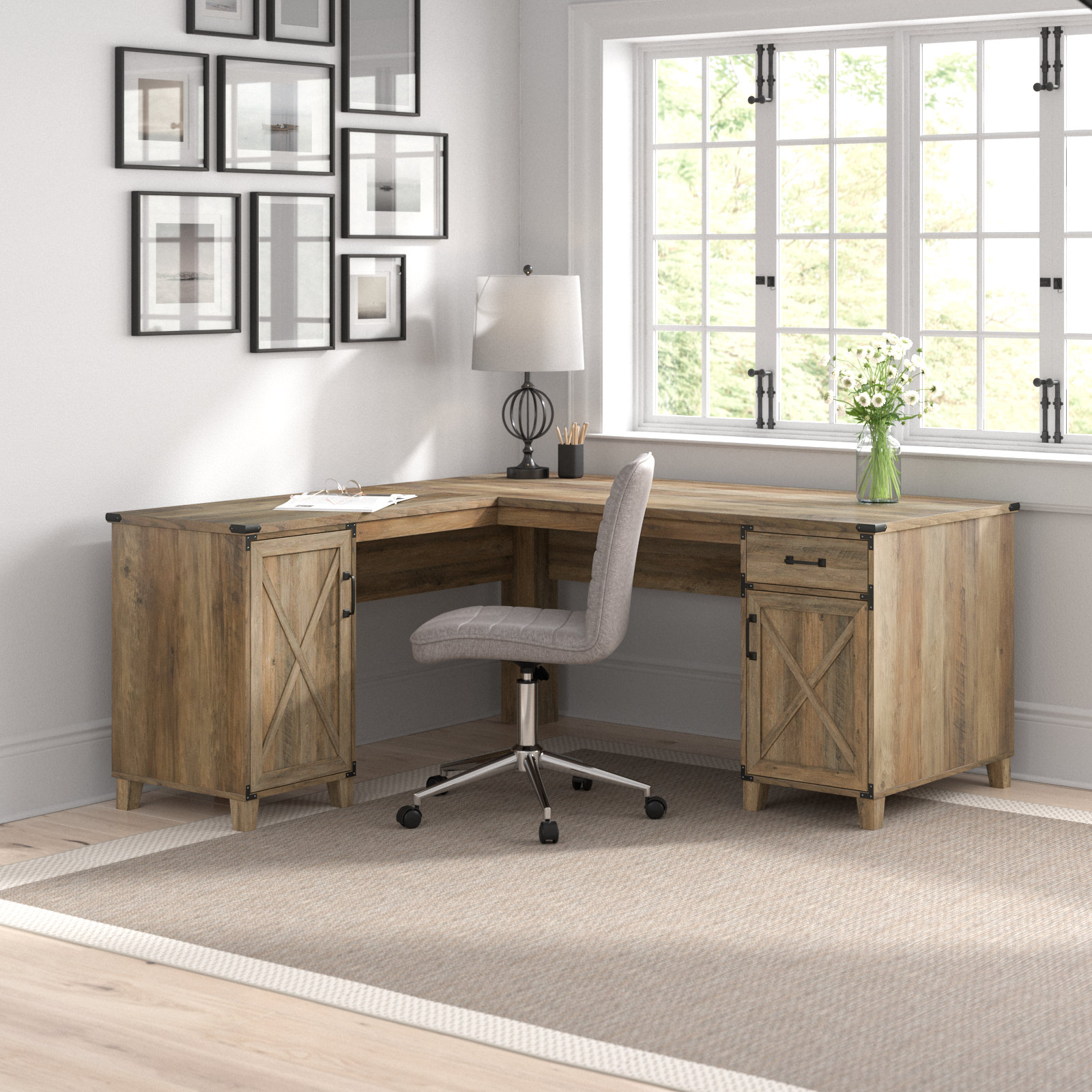 L shaped desk farmhouse discount